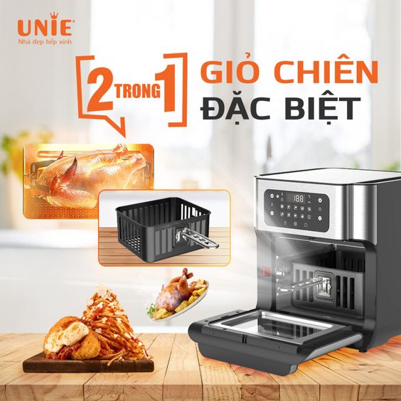 Nồi chiên không dầu Unie UE 1000 với 2 chức năng trong 1